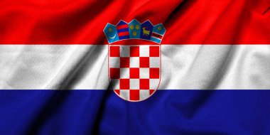 Hırvatistan 'ın saten kumaşlı 3D gerçekçi bayrağı
