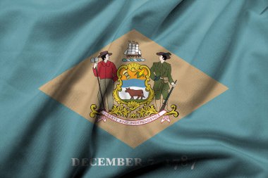 Realistic 3D Flag of Delaware with satin fabric texture