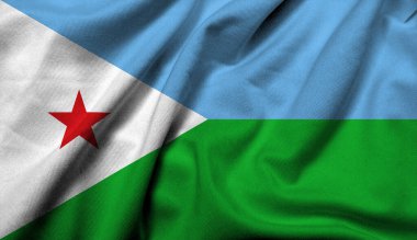 Realistic 3D Flag of Djibouti with satin fabric texture