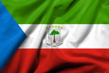 Realistic 3D Flag of Equatorial Guinea with satin fabric texture