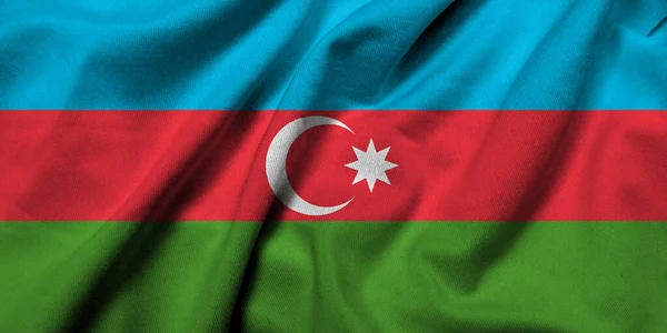 Realistic Flag Azerbaijan Satin Fabric Texture — Stockfoto