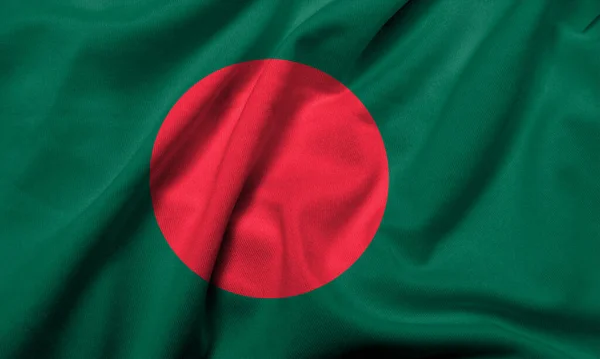 Realistic Flag Bangladesh Satin Fabric Texture — Stockfoto