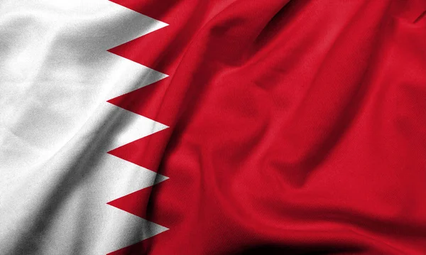 Realistic Flag Bahrain Satin Fabric Texture — 图库照片