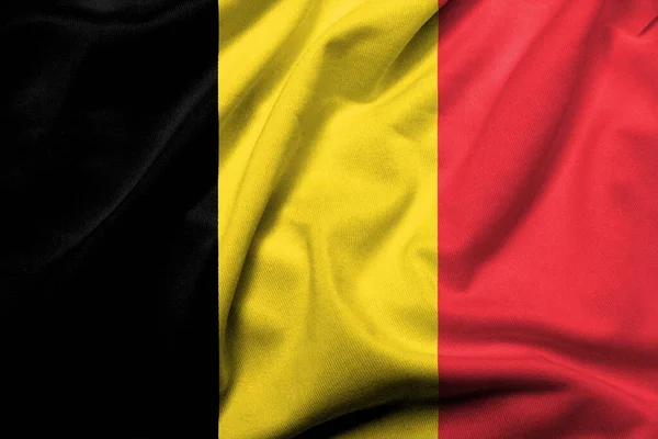Realistic Flag Belgium Satin Fabric Texture — Stock Photo, Image