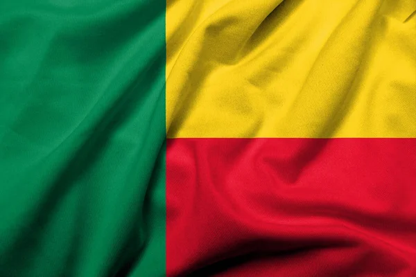 Realistic Flag Benin Satin Fabric Texture — Stockfoto