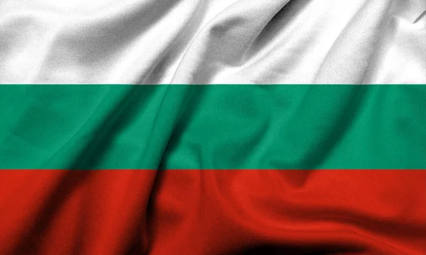 Realistyczna Flaga Bułgarii Satynową Strukturą Tkanin — Zdjęcie stockowe