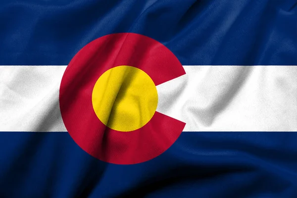 Реалістичний Прапор Колорадо Атласною Текстурою — стокове фото