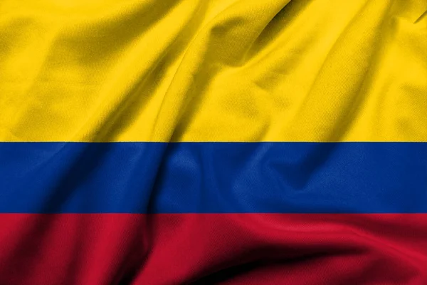 Realistic Flag Colombia Satin Fabric Texture — Stock Photo, Image
