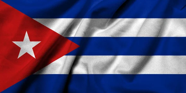 Realistic Flag Cuba Satin Fabric Texture — 스톡 사진