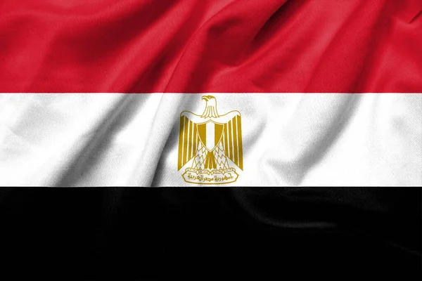 Realistic Flag Egypt Satin Fabric Texture — Fotografia de Stock