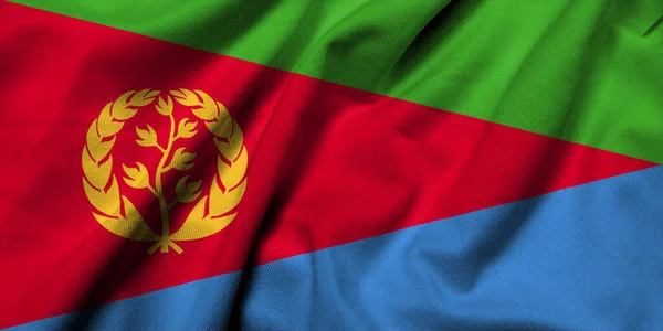 Realistic Flag Eritrea Satin Fabric Texture — 스톡 사진