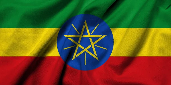 Realistic Flag Ethiopia Satin Fabric Texture — 스톡 사진