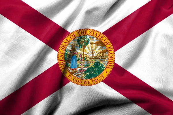 Realistic Flag Florida Satin Fabric Texture — Stockfoto
