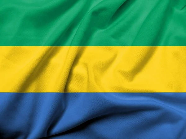 Realistic Flag Gabon Satin Fabric Texture — Stockfoto