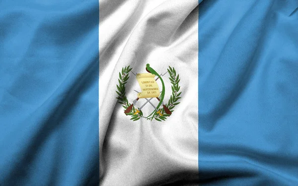 Realistic Flag Guatemala Satin Fabric Texture — Stock Photo, Image