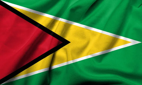 Realistic Flag Guyana Satin Fabric Texture — Zdjęcie stockowe