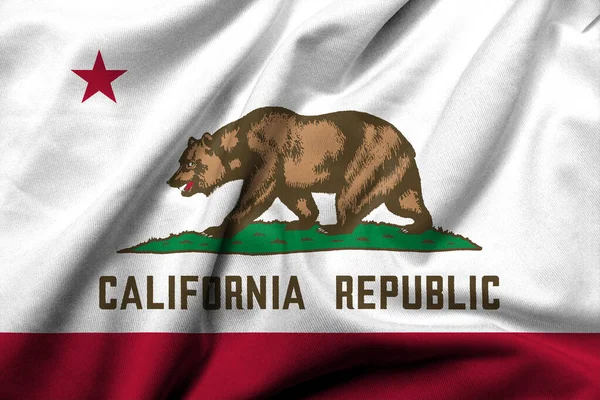 Realistische Flagge Von Kalifornien Mit Satin Textur Stockfoto