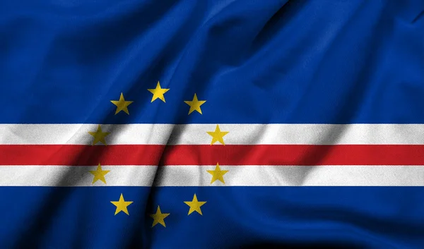 Realistic Flag Cape Verde Satin Fabric Texture lizenzfreie Stockfotos
