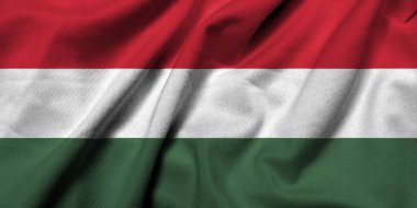 Realistic 3D Flag of Hungary with satin fabric texture