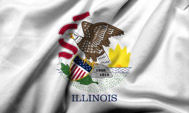 Realistic 3D Flag of Illinois with satin fabric texture