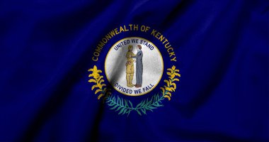 Realistic 3D Flag of Kentucky with satin fabric texture