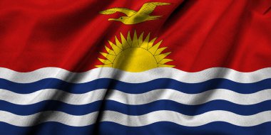 Realistic 3D Flag of Kiribati with satin fabric texture