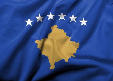 Realistic 3D Flag of Kosovo with satin fabric texture