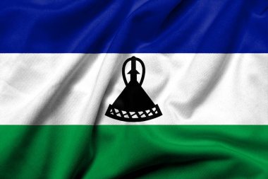 Realistic 3D Flag of Losotho with satin fabric texture