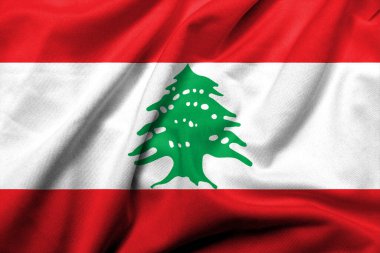Realistic 3D Flag of Lebanon with satin fabric texture