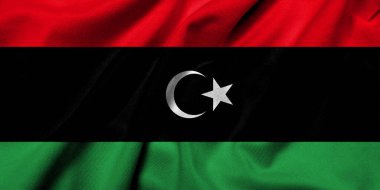 Realistic 3D Flag of Libya with satin fabric texture