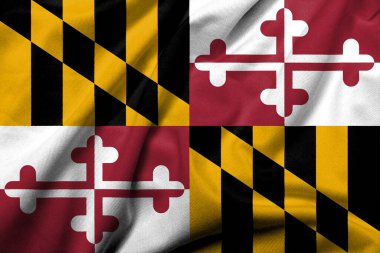 Realistic 3D Flag of Maryland with satin fabric texture