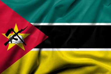 Realistic 3D Flag of Mozambique with satin fabric texture