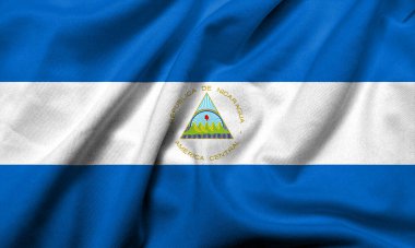 Realistic 3D Flag of Nicaragua with satin fabric texture