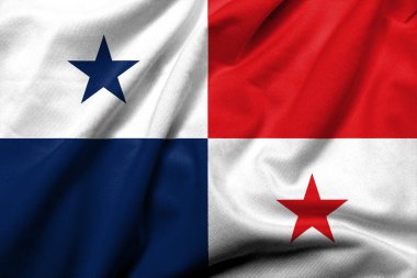 Realistic 3D Flag of Panama with satin fabric texture