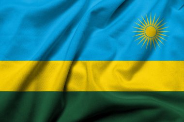 Realistic 3D Flag of Rwanda with satin fabric texture