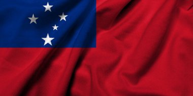 Realistic 3D Flag of Samoa with satin fabric texture