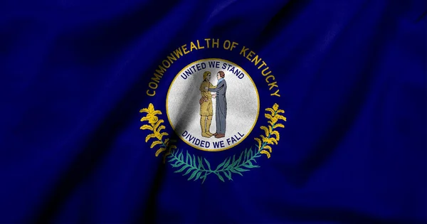 Realistická Vlajka Kentucky Texturou Saténové Tkaniny — Stock fotografie