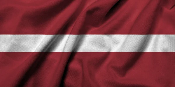Realistic Flag Latvia Satin Fabric Texture — ストック写真
