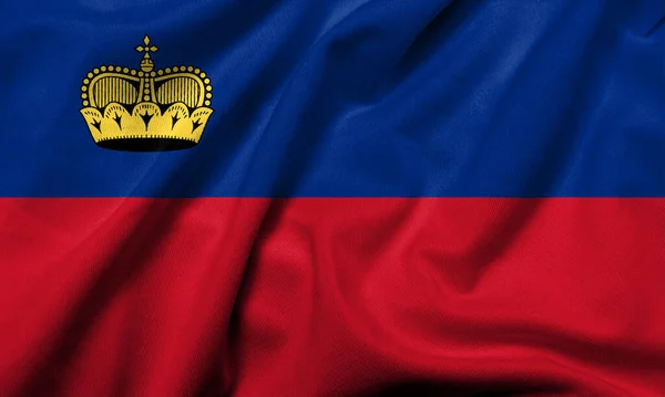 Realistic Flag Liechtenstein Satin Fabric Texture — Φωτογραφία Αρχείου