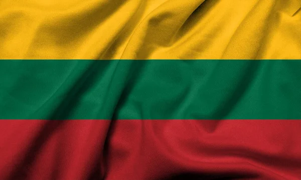 Realistic Flag Lithuania Satin Fabric Texture — ストック写真