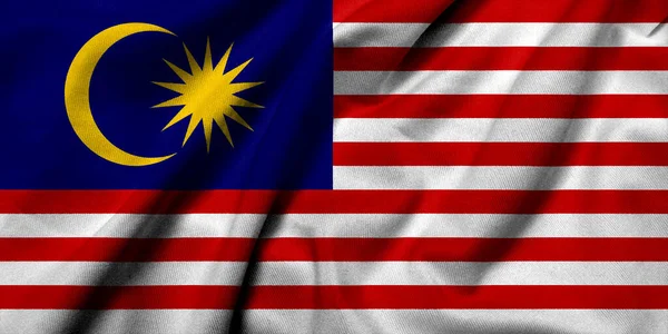 Realistic Flag Malaysia Satin Fabric Texture — 스톡 사진