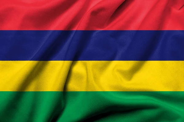 Реалістичний Прапор Маврикію Текстурою Атласної Тканини — стокове фото