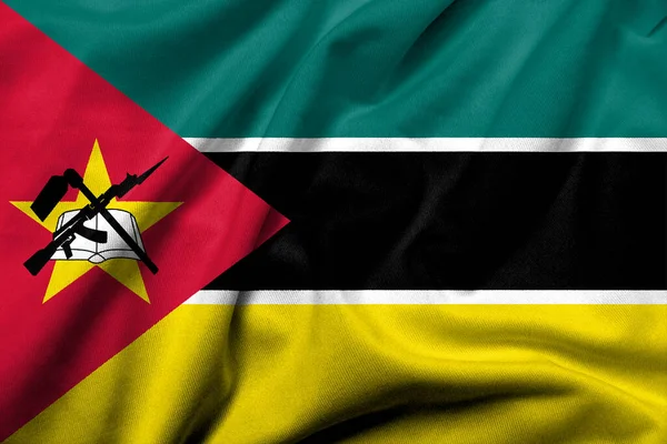 Realistic Flag Mozambique Satin Fabric Texture — Zdjęcie stockowe