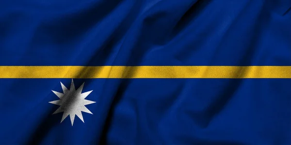 Realistická Vlajka Nauru Saténovou Texturou — Stock fotografie