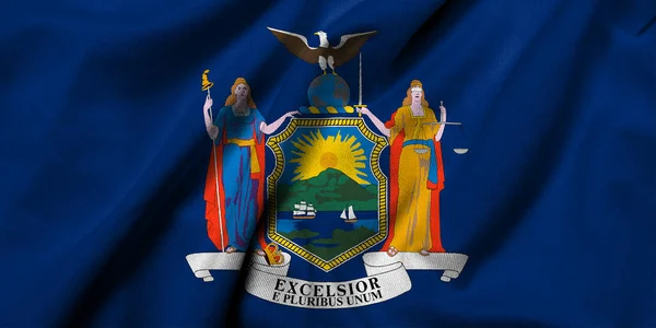Реалістичний Прапор Нью Йорка Атласною Тканиною Текстури — стокове фото