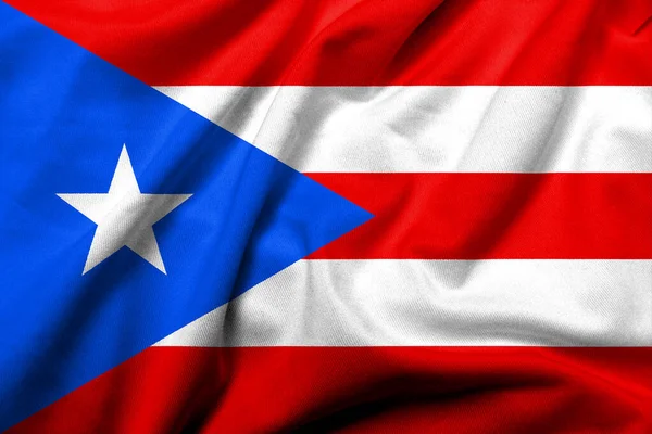 Realistic Flag Puerto Rico Satin Fabric Texture — Stockfoto