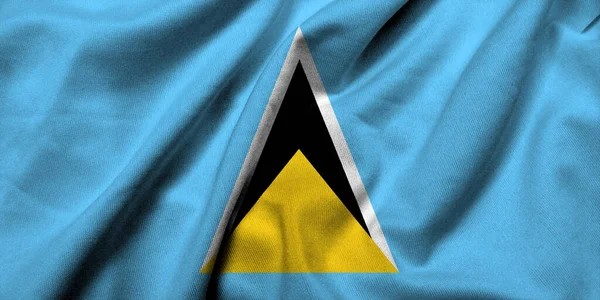 Realistic Flag Saint Lucia Satin Fabric Texture — стокове фото