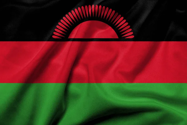 Реалістичний Прапор Малаві Текстурою Атласної Тканини Стокова Картинка