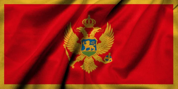 Realistic Flag Montenegro Satin Fabric Texture lizenzfreie Stockbilder