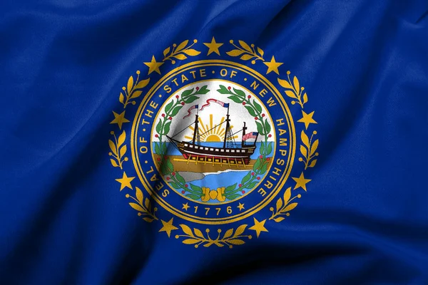 Bandiera Realistica Del New Hampshire Con Trama Tessuto Raso Immagine Stock